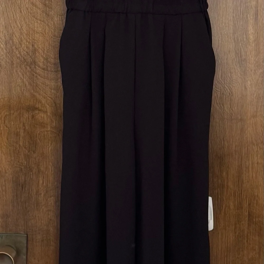 H&M Conscious Black wide leg spaghetti straps jumpsuit with pockets, size 4
